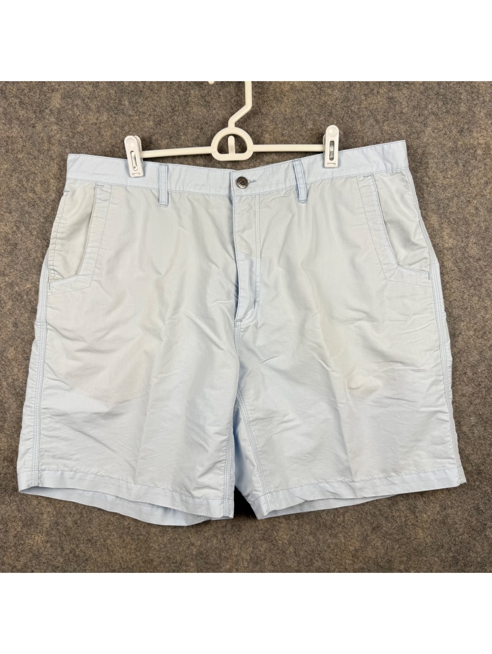 Mountain Khakis Relaxed Fit Poplin Shorts Pale Blue Men Size 40 8” 676